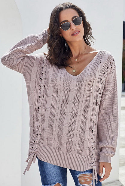 Jersey de punto para mujer con lazos