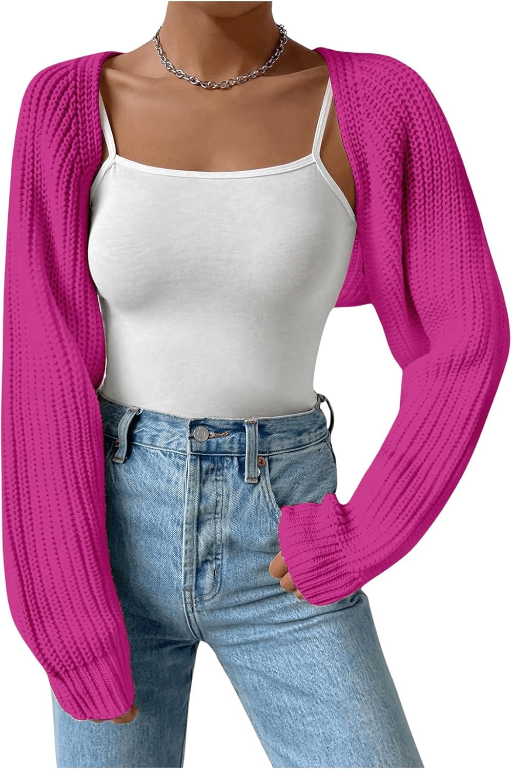 Rosa Cardigan | Chaqueta corta de punto con mangas largas