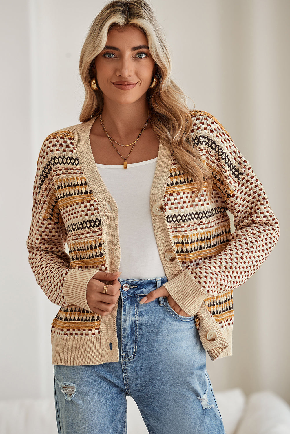 Rayne | Chaqueta de punto geométrica, elegante y chic