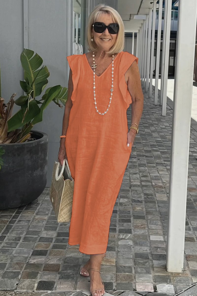 Vestido casual en algodón y lino
