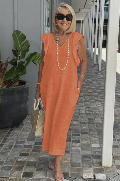 Vestido casual en algodón y lino