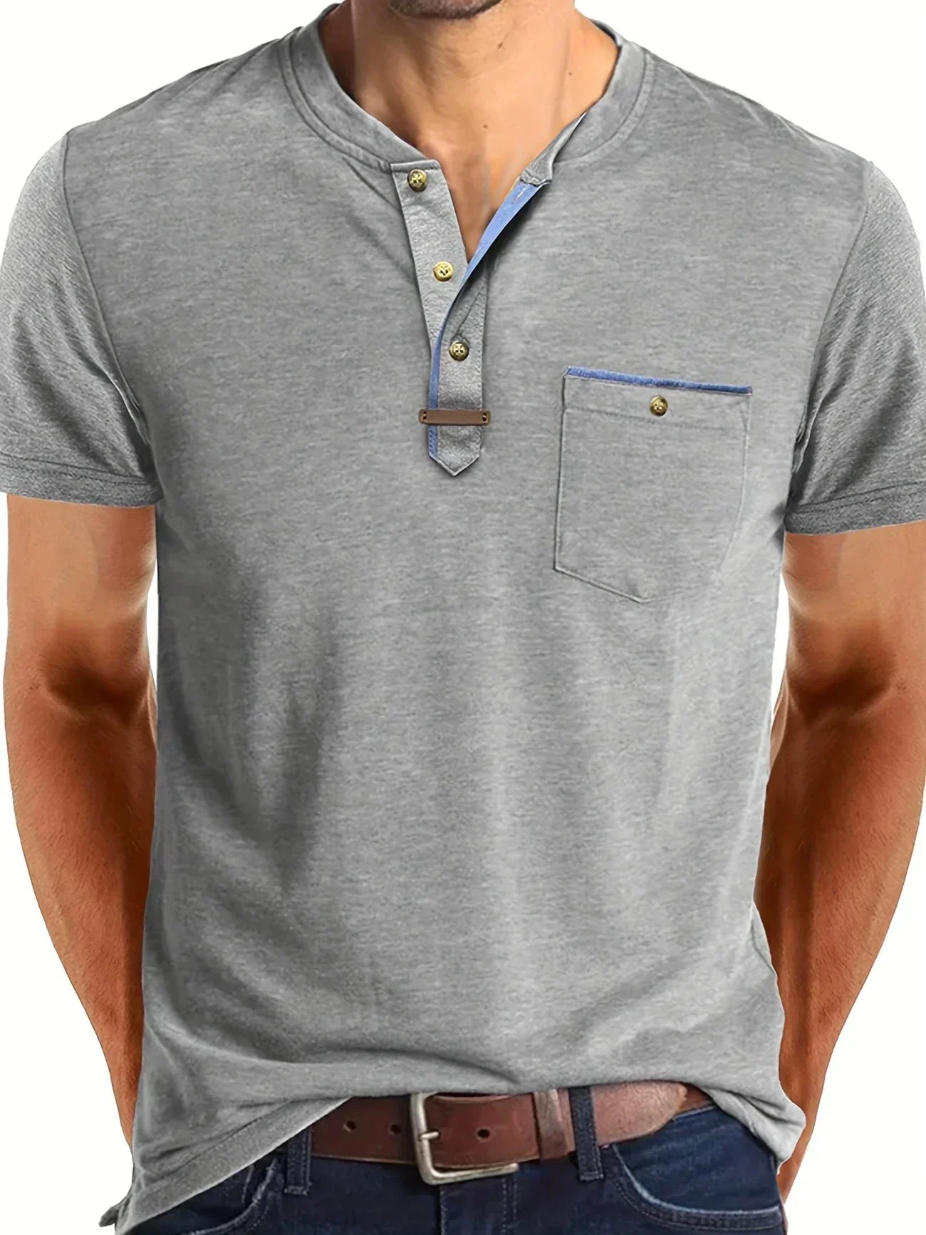 Męska Koszulka Henley Guzikami