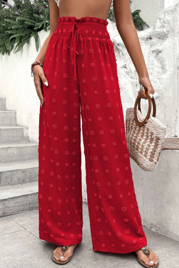 Pantalón jacquard de talle alto y pernera ancha