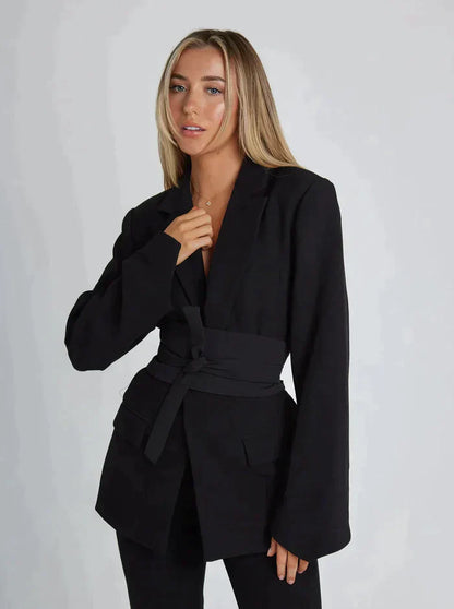 Blazer con cinturón para mujer