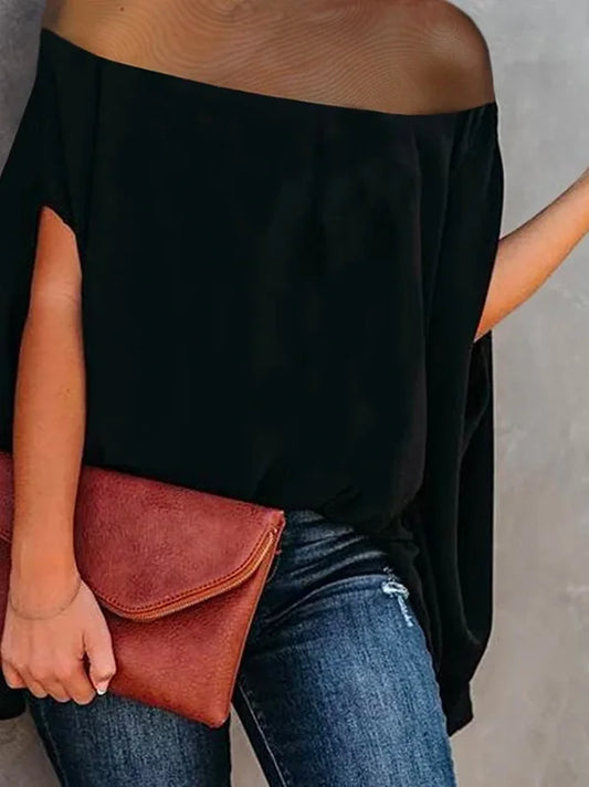 Gwyneth - Blusas transparentes y camisas con cuello alto y mangas murciélago