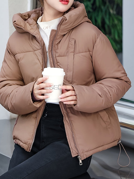 Elegante chaqueta corta de invierno con capucha para mujer | Perfecta para el invierno