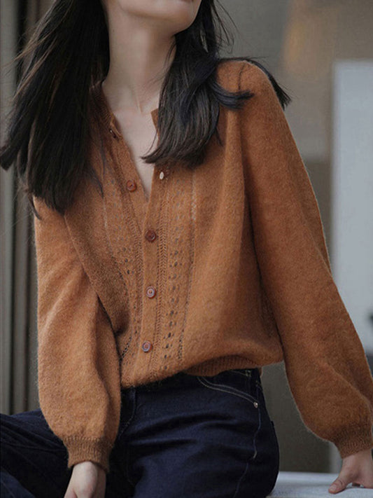Divana Cardigan | Retro Crew Neck Wool Cardigan