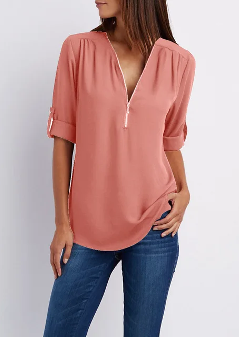 Leona | Elegante Blusa con Cuello en V para Mujer