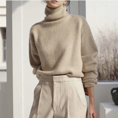 Elegante jersey de punto con cuello alto