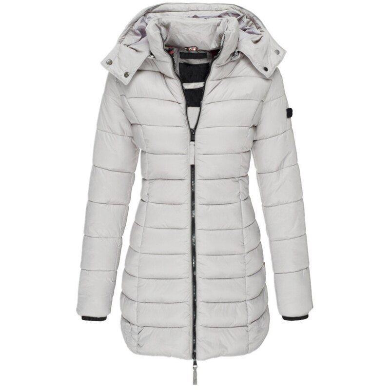 Elegante chaqueta de plumón con capucha y cremallera: tu elección para el invierno