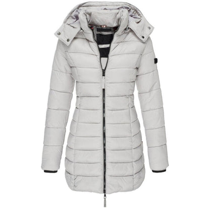 Elegante chaqueta de plumón con capucha y cremallera: tu elección para el invierno