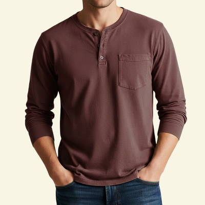 Męska Koszulka Henley Kieszeń