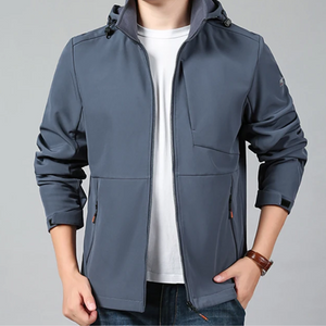 Chaqueta casual softshell impermeable con capucha ajustable para hombre | Perfecta para actividades al aire libre en otoño/invierno