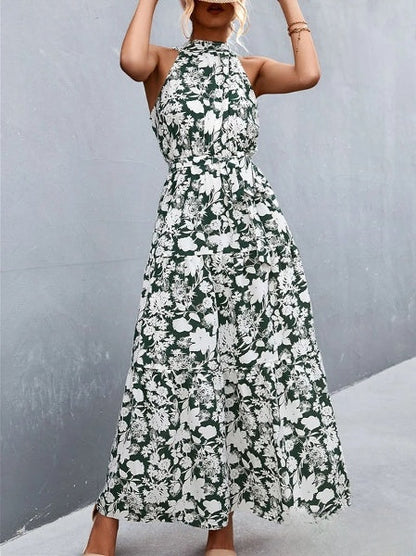 vestido mono más vendido con tirantes y cuello halter con estampado de lunares ondulados