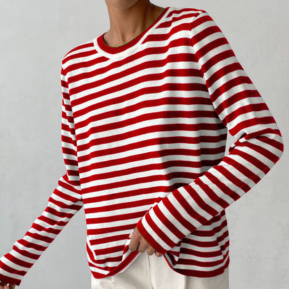Elegante jersey de rayas para mujer, excelente opción para el día a día