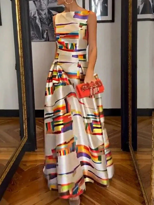 Maxi vestido con estampado geométrico