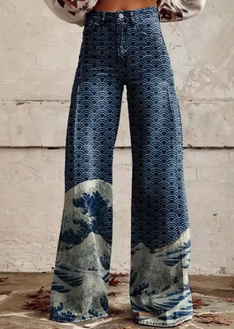Pantalones anchos con estampado de colores