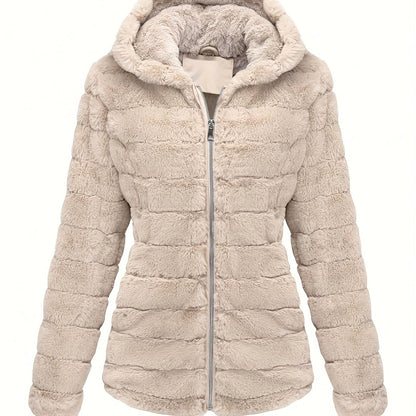 Elise | Elegante abrigo de peluche de color sólido