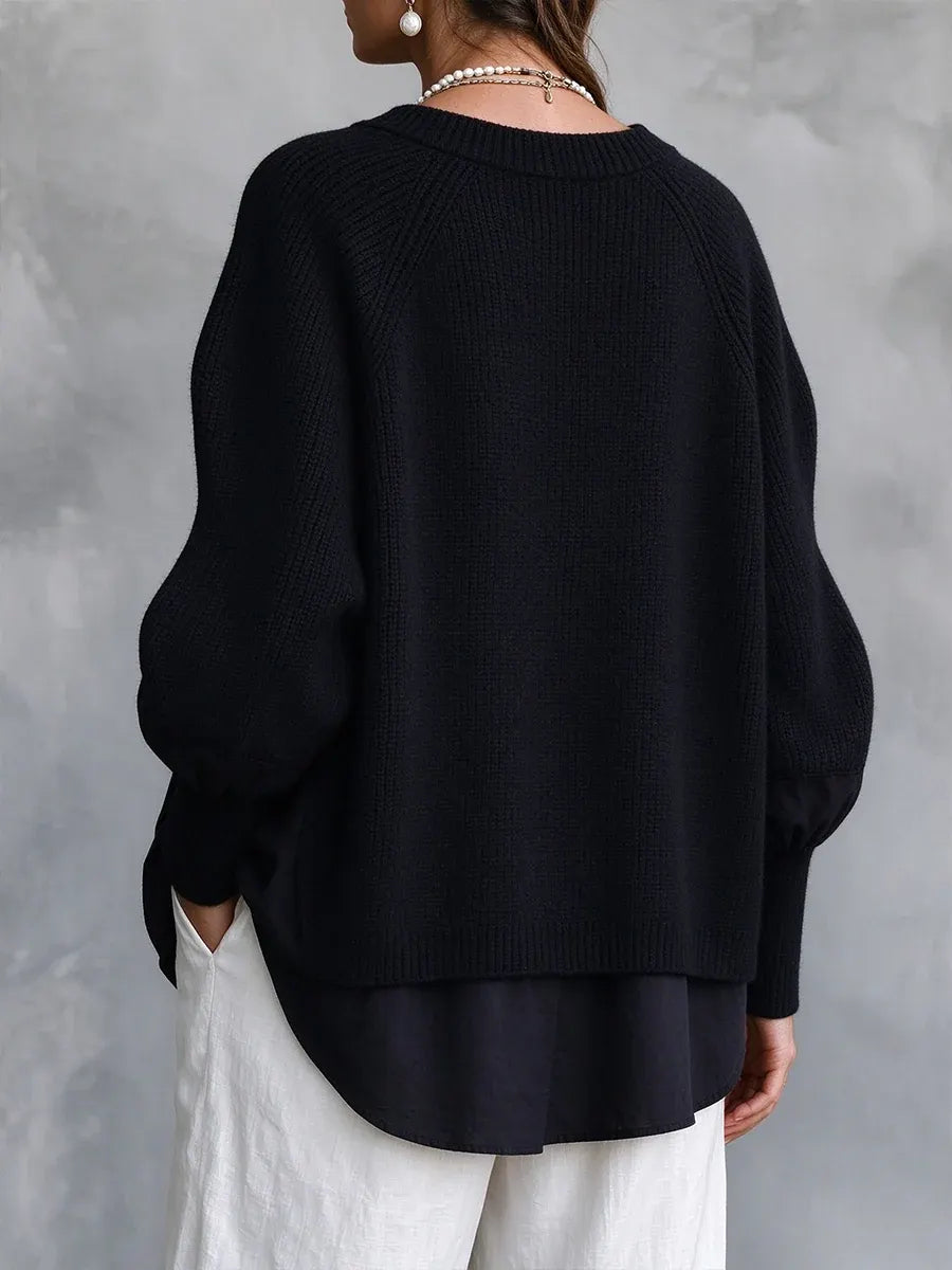 Sweter Damski Oversize Warstwowy Bufiaste Rękawy