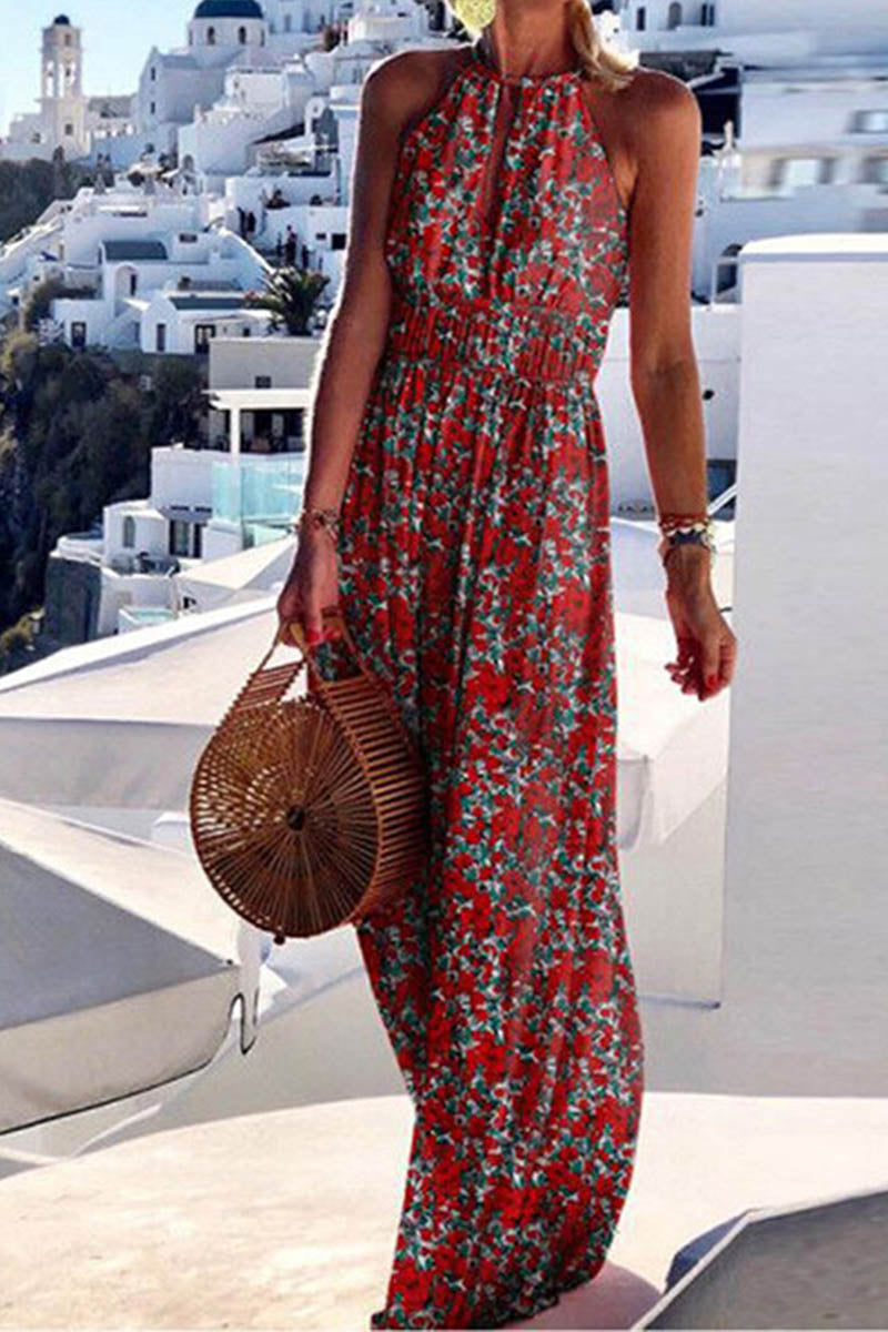 Vestido estampado con escote redondo