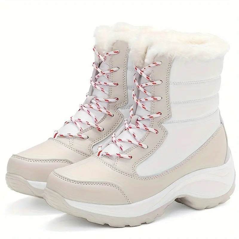 Botas de nieve con forro de felpa, cálidas e impermeables, con tracción antideslizante para mujer