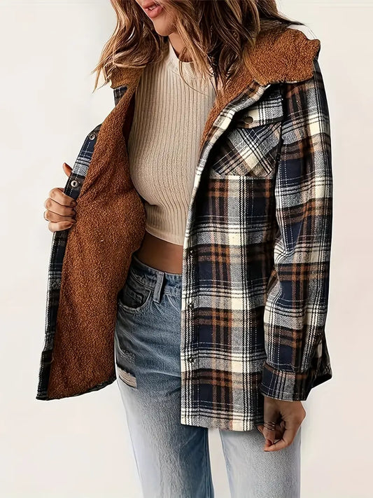 Chaqueta con cremallera y estampado de cuadros