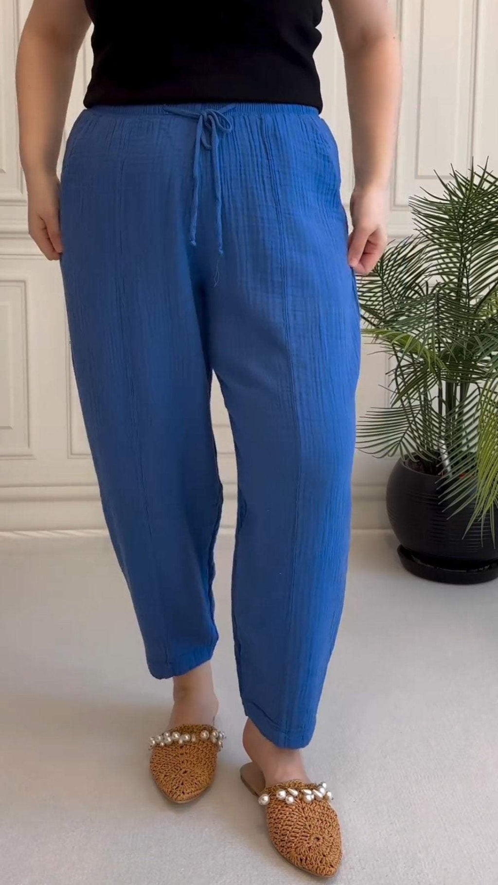 Damskie Spodnie Casual Luźny Krój do Kostki