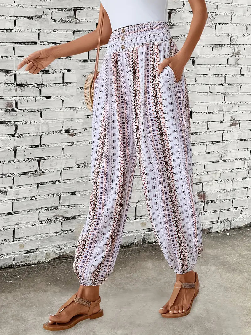 Naomi | Pantalones anchos con estampado bohemio | Relajados y con estilo | Tejido vaporoso
