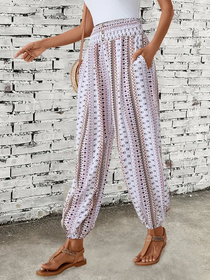 Naomi | Pantalones anchos con estampado bohemio | Relajados y con estilo | Tejido vaporoso