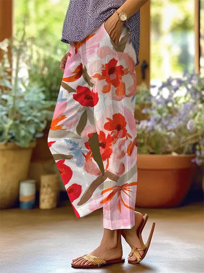 Pantalones con estampado floral para mujer