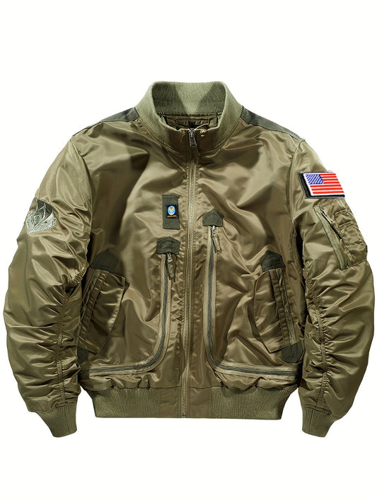 Cálida chaqueta táctica bomber con cuello alto para hombre | Perfecta para actividades al aire libre