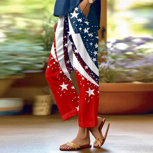 Pantalón azul de moda con bolsillos laterales