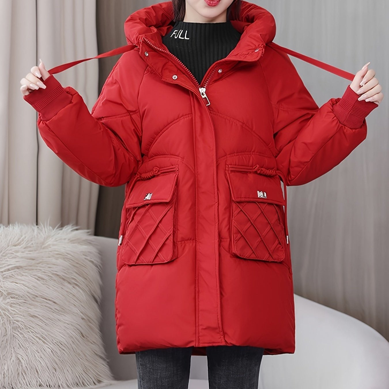 Cálida chaqueta de invierno oversize con relleno de plumón para mujer | Ideal para otoño/invierno