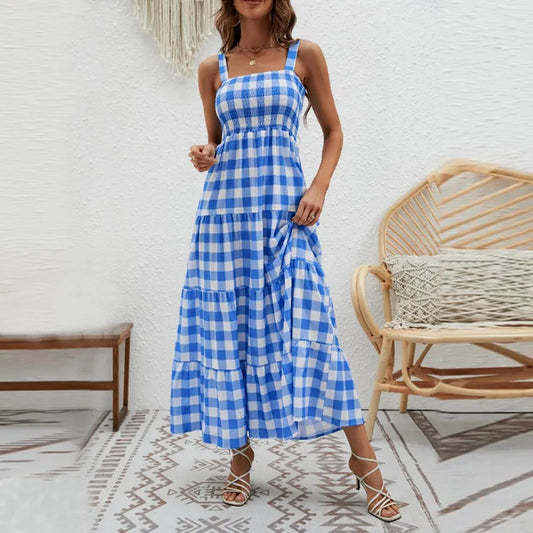 Vestido con estampado de cuadros