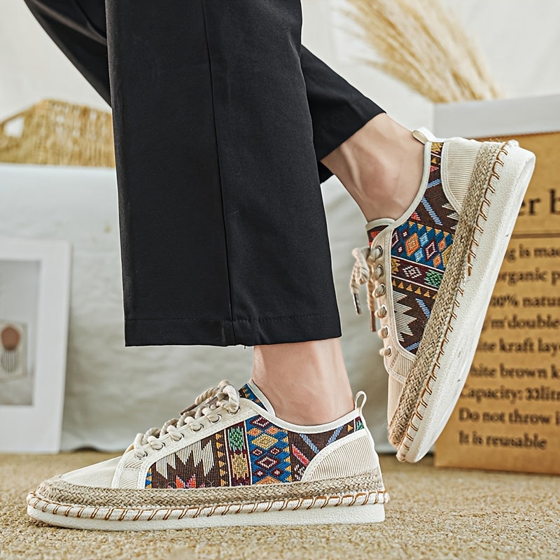 Damskie Tenisówki Espadryle W Wzór Geometryczny