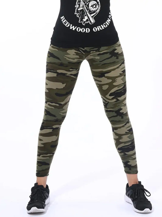 - leggings casual de camuflaje con cintura alta