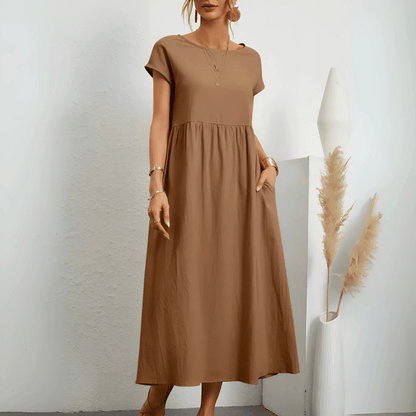 maxi vestido vintage de mujer de algodón y lino