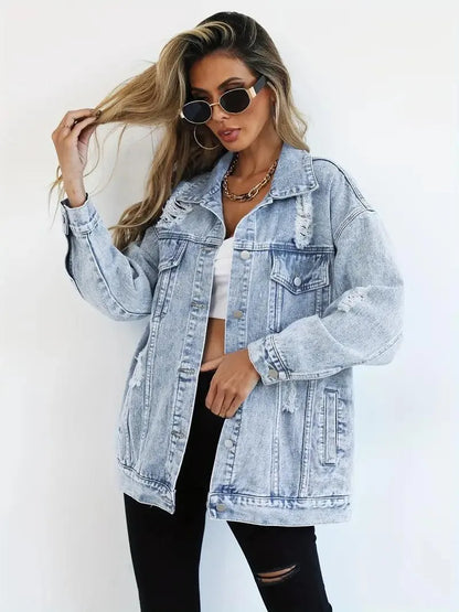 Chaqueta vaquera oversize de moda para mujer
