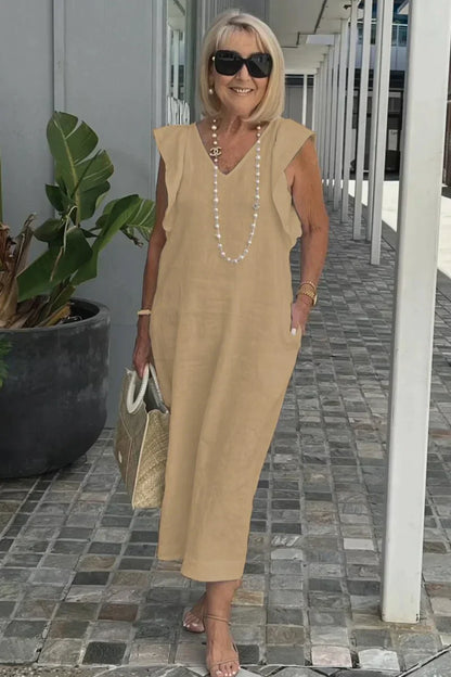 Vestido casual en algodón y lino