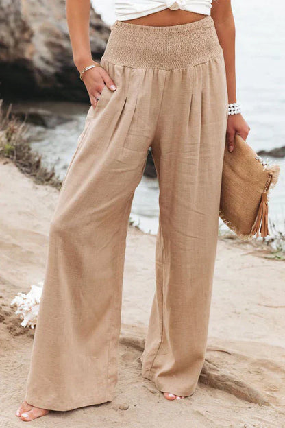 Alexandra - Pantalones de algodón y lino