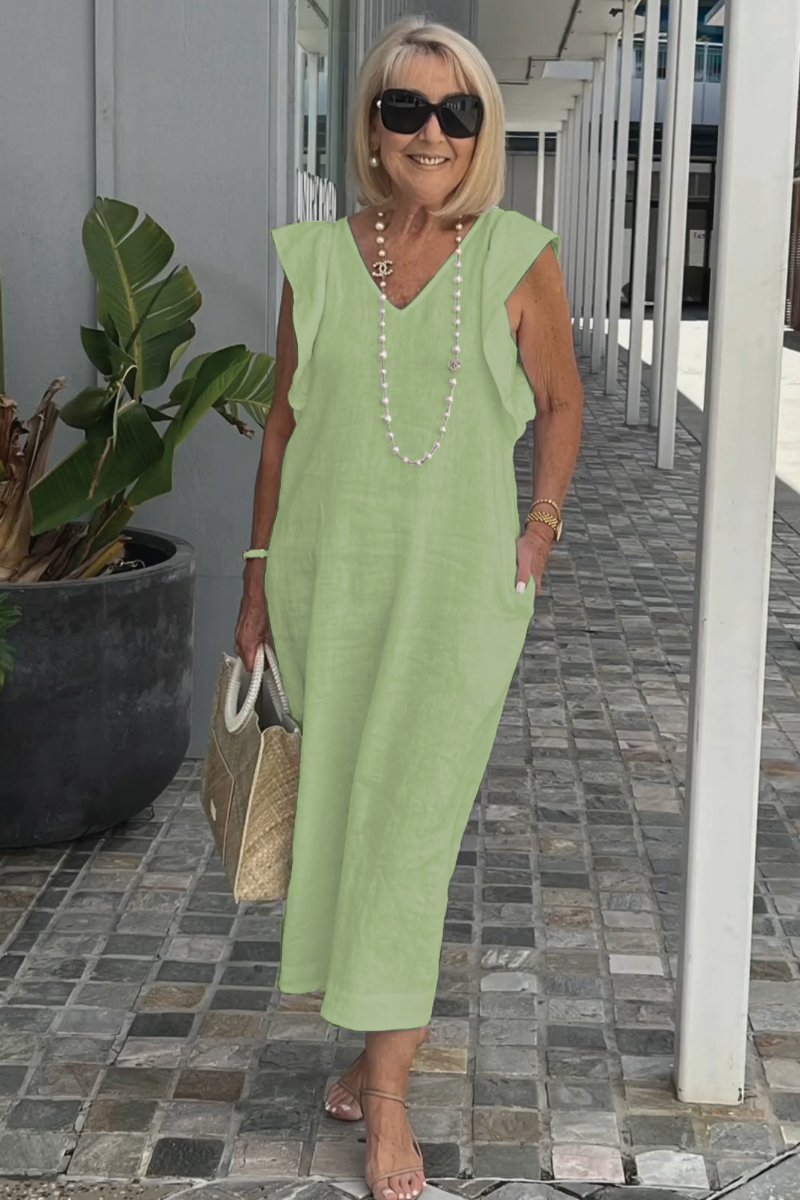 Vestido casual en algodón y lino