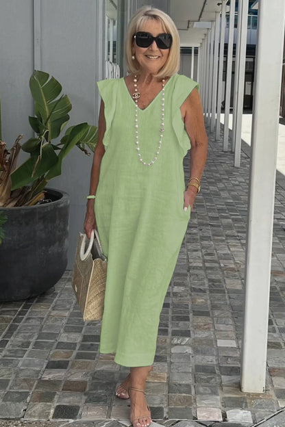 Vestido casual en algodón y lino