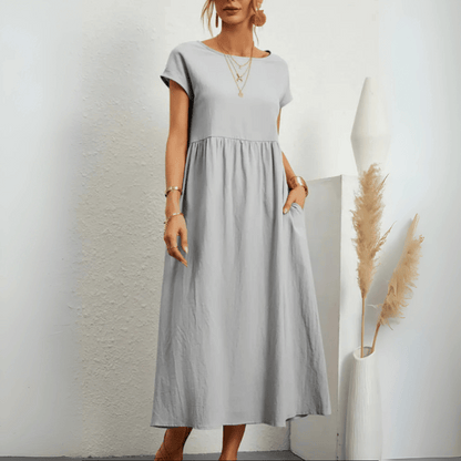 maxi vestido vintage de mujer de algodón y lino