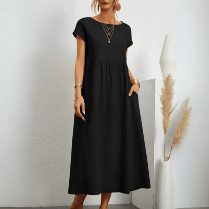 maxi vestido vintage de mujer de algodón y lino