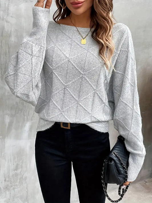 Nora | Jersey de punto texturizado gris para mujer