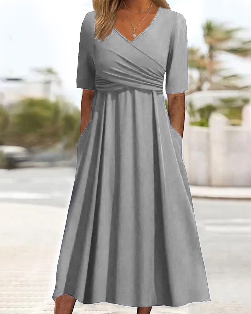 Austee - Vestido de línea A con mangas más cortas