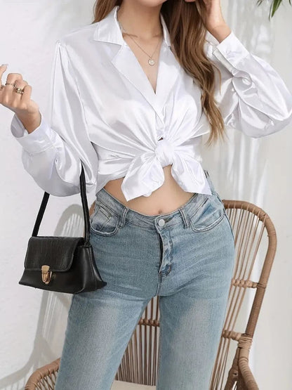 Blusa de señora acortada