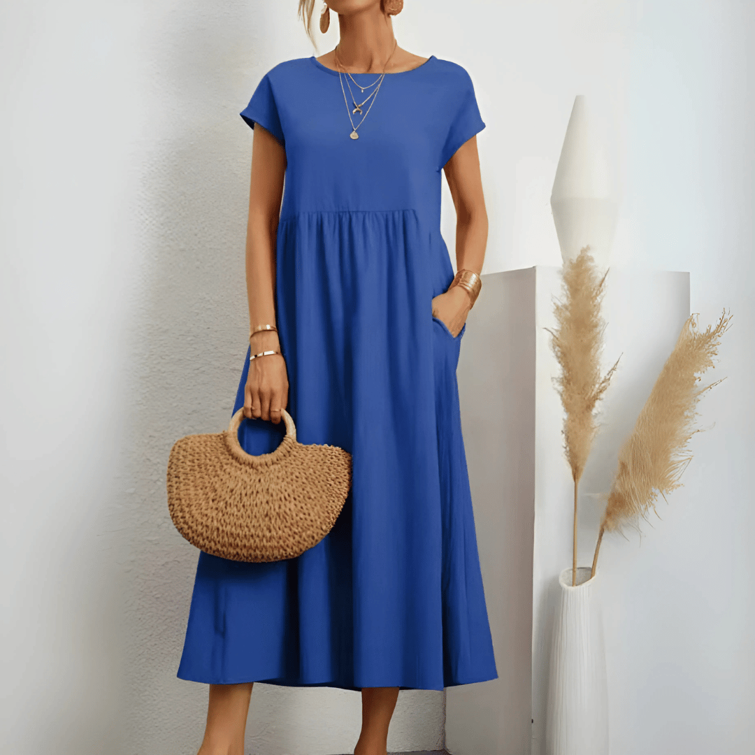 maxi vestido vintage de mujer de algodón y lino