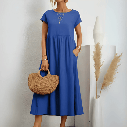 maxi vestido vintage de mujer de algodón y lino