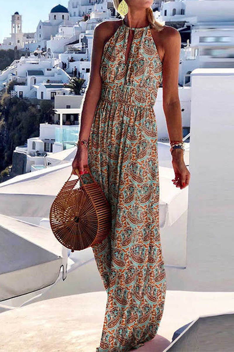 Vestido estampado con escote redondo